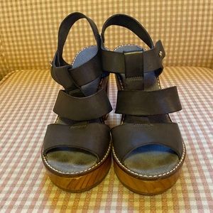 Free People Navy Sandals with Platform Heels, Size 8 Women’s